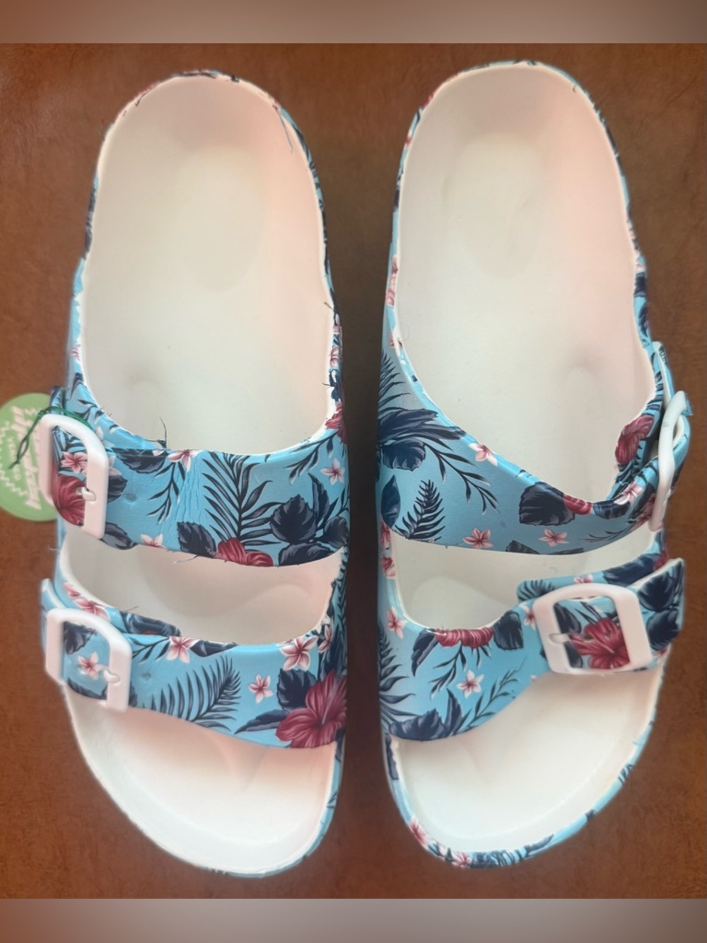 Funky Monkey EVA Slide Sandals Blue Floral Double Buckle Women’s 11 - Picture 4 of 7